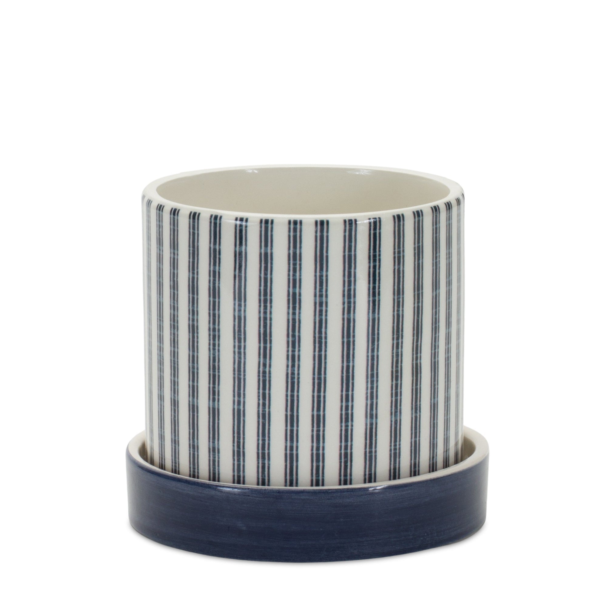 Geometric Pattern Planter with Plate, Set of 2