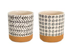 Geometric Patterned Pot with Terra Cotta Accent, Set of 4