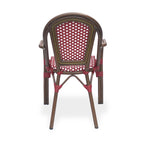 Crowned Wicker Bistro Chair with Checkered Pattern and Curved Arms, Set of 2