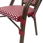 Crowned Wicker Bistro Chair with Checkered Pattern and Curved Arms, Set of 2