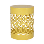 Symmetry Yellow Outdoor Cylindrical End Table with Overlapping Circle Pattern