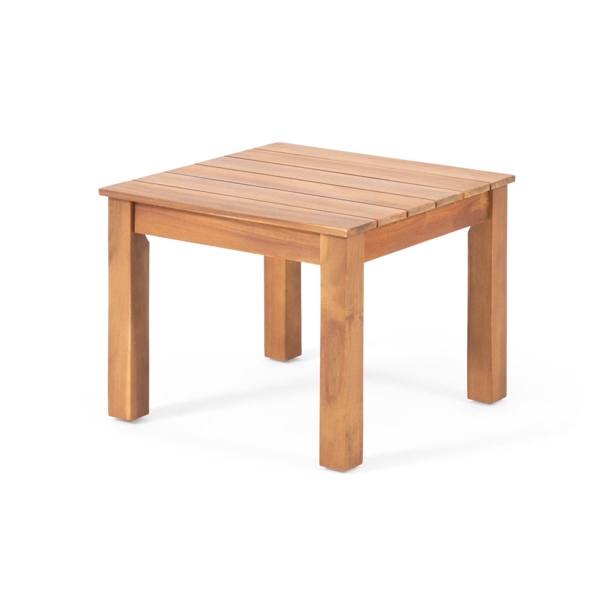 Brixton Outdoor Side Table with Slat Design and Acacia Wood Frame