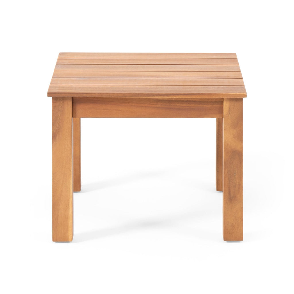 Brixton Outdoor Side Table with Slat Design and Acacia Wood Frame