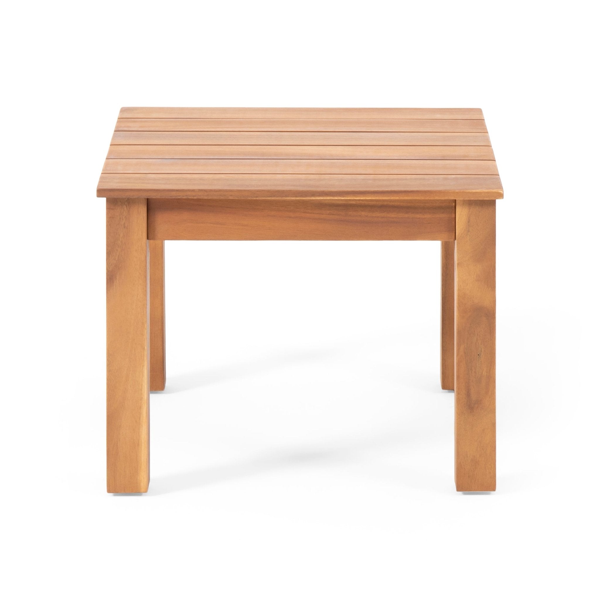 Brixton Outdoor Side Table with Slat Design and Acacia Wood Frame