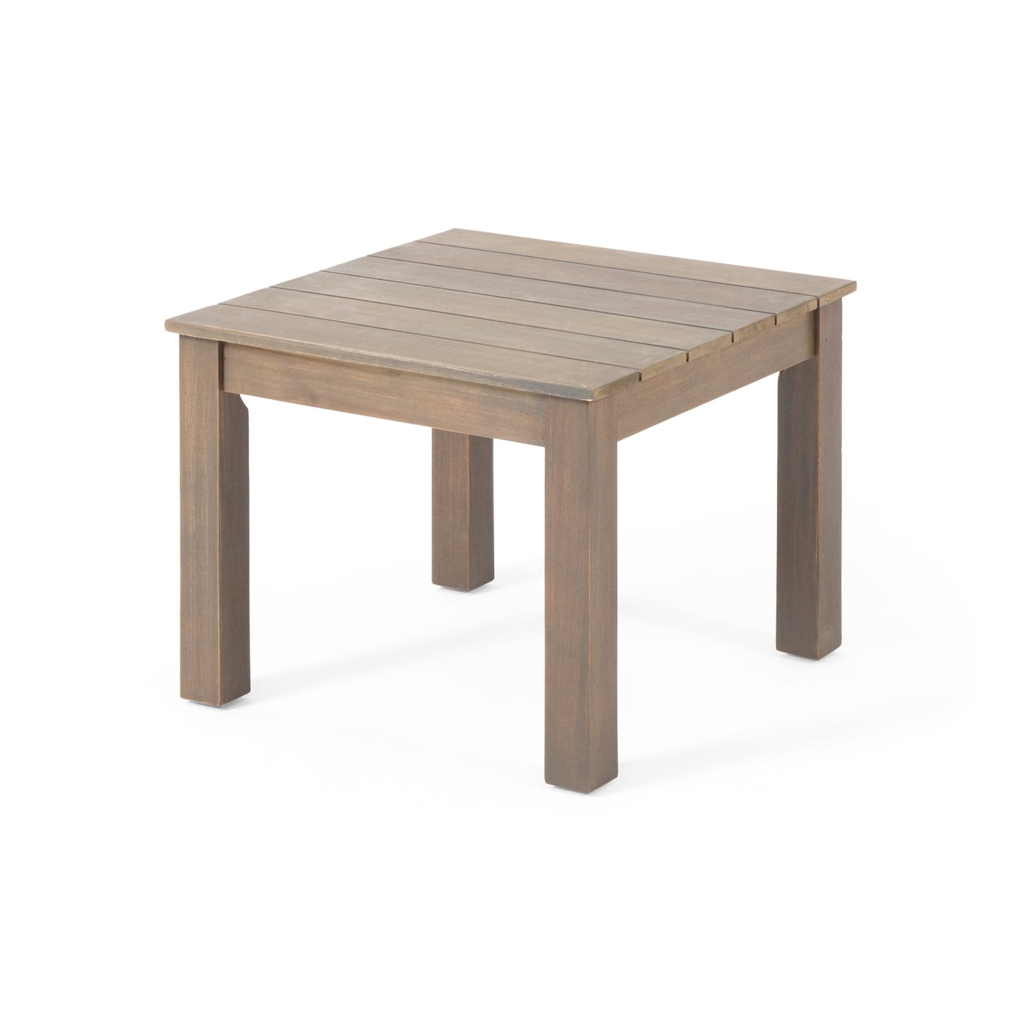 Brixton Outdoor Side Table with Slat Design and Acacia Wood Frame