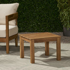 Brixton Outdoor Side Table with Slat Design and Acacia Wood Frame