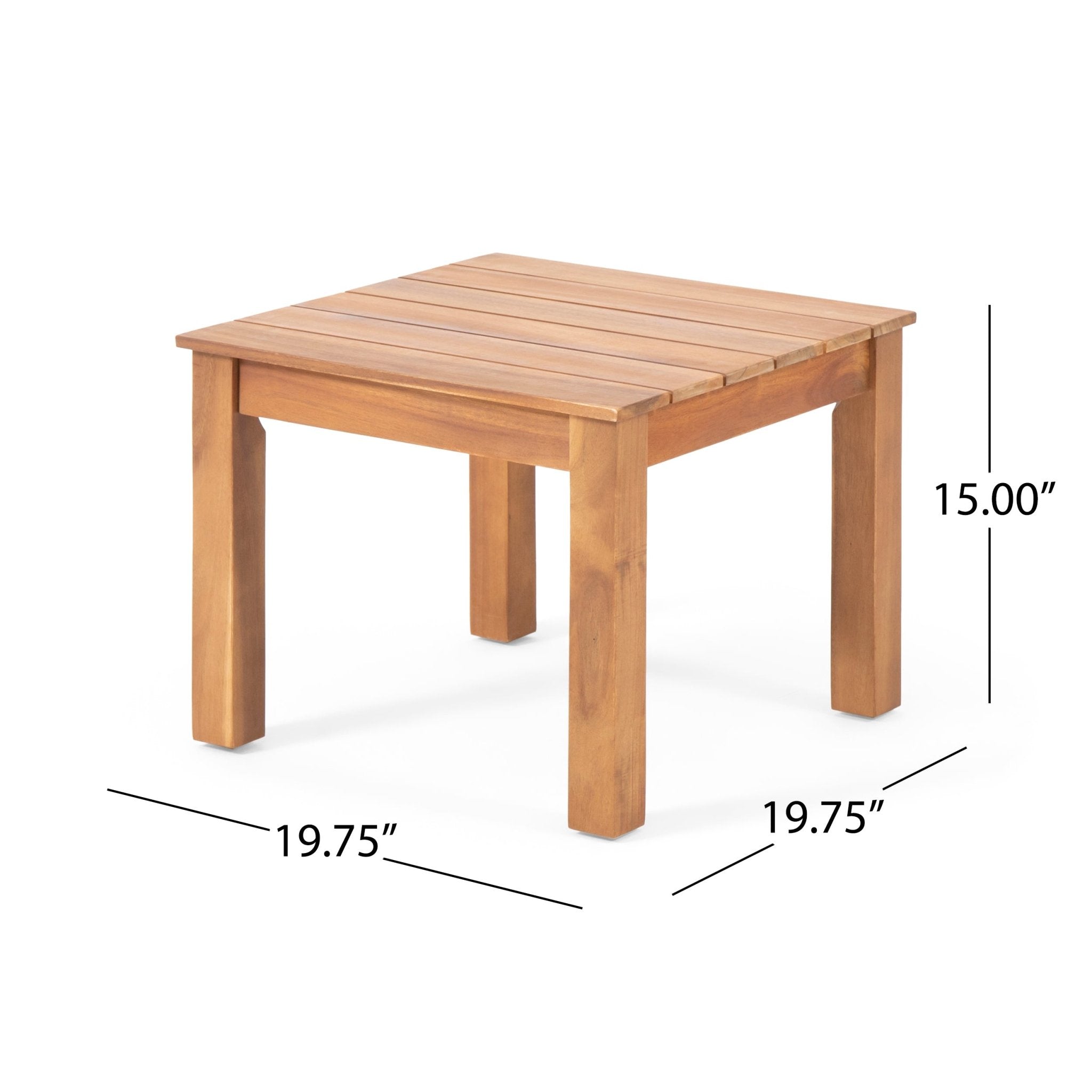 Brixton Outdoor Side Table with Slat Design and Acacia Wood Frame