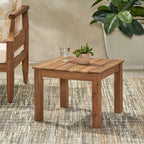 Brixton Outdoor Side Table with Slat Design and Acacia Wood Frame