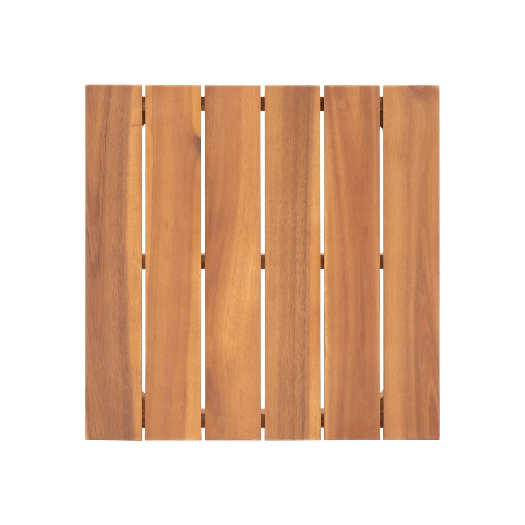 Brixton Outdoor Side Table with Slat Design and Acacia Wood Frame