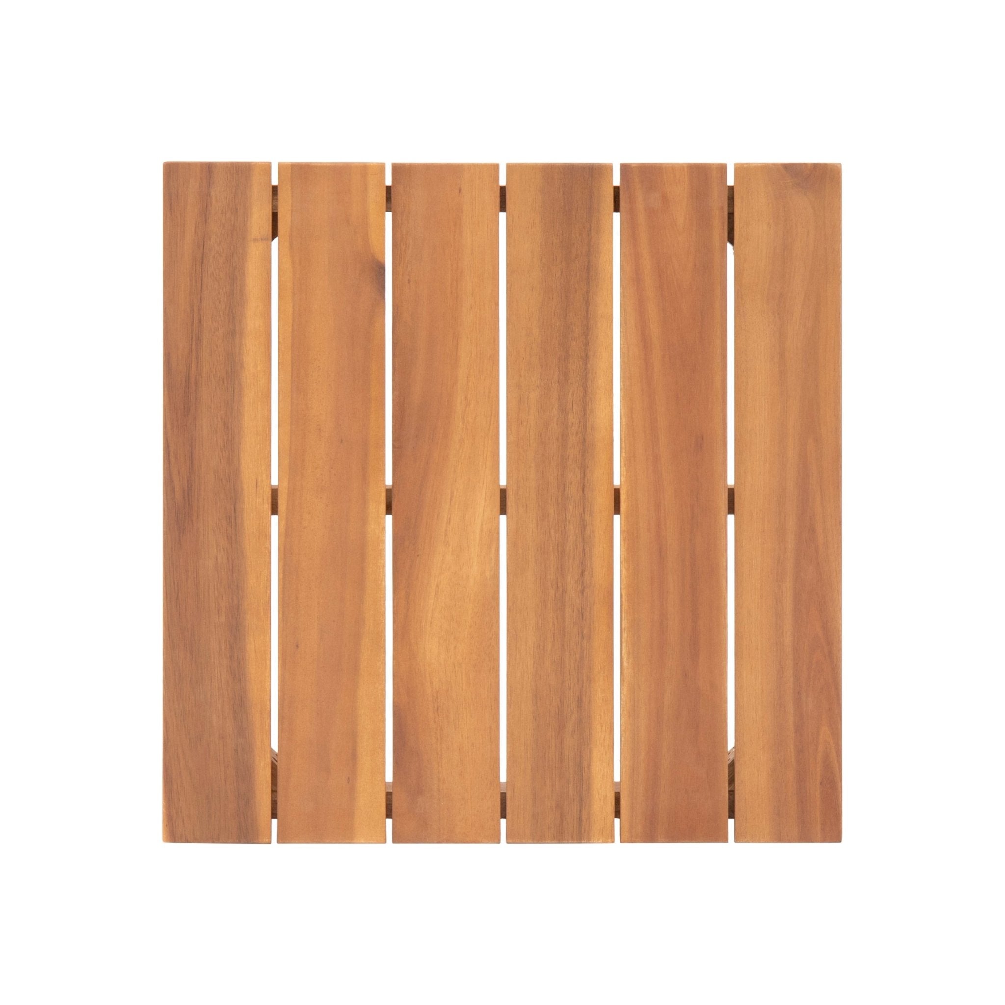 Brixton Outdoor Side Table with Slat Design and Acacia Wood Frame