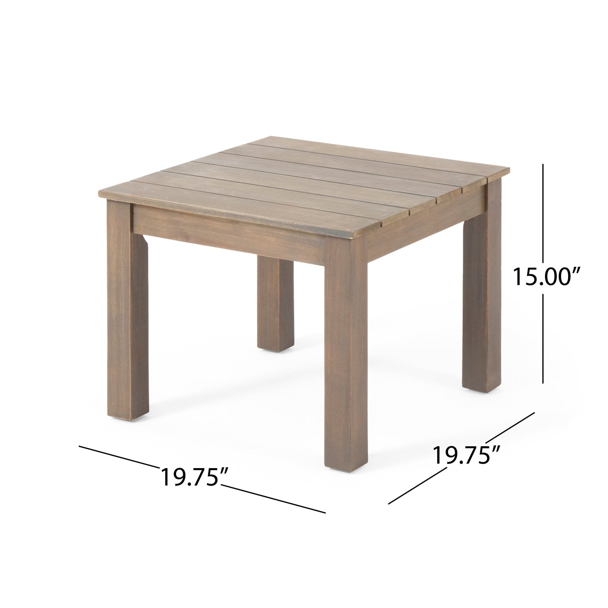 Brixton Outdoor Side Table with Slat Design and Acacia Wood Frame