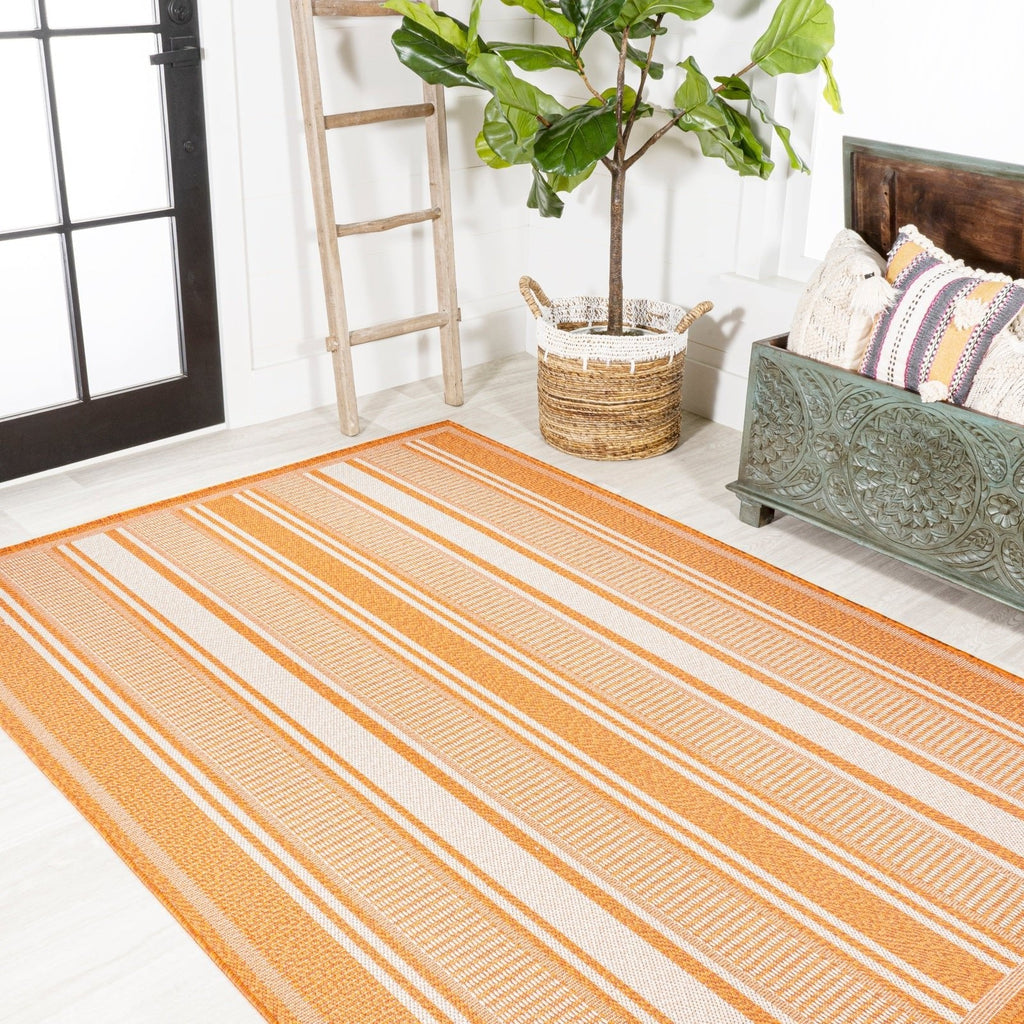 Haynes Modern Double Stripe Indoor/Outdoor Area Rug