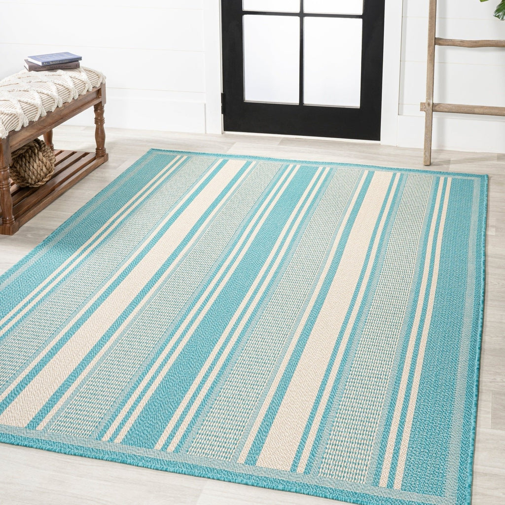 Haynes Modern Double Stripe Indoor/Outdoor Area Rug