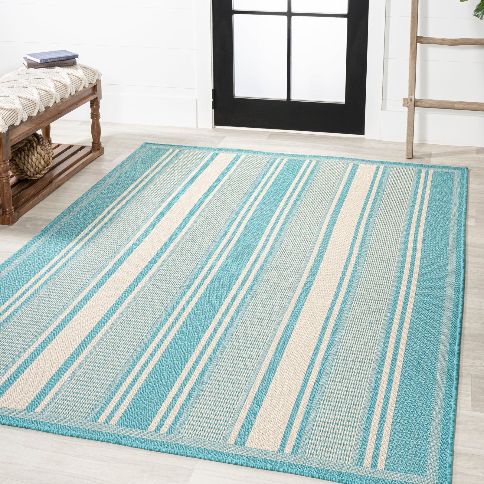 Haynes Modern Double Stripe Indoor/Outdoor Area Rug