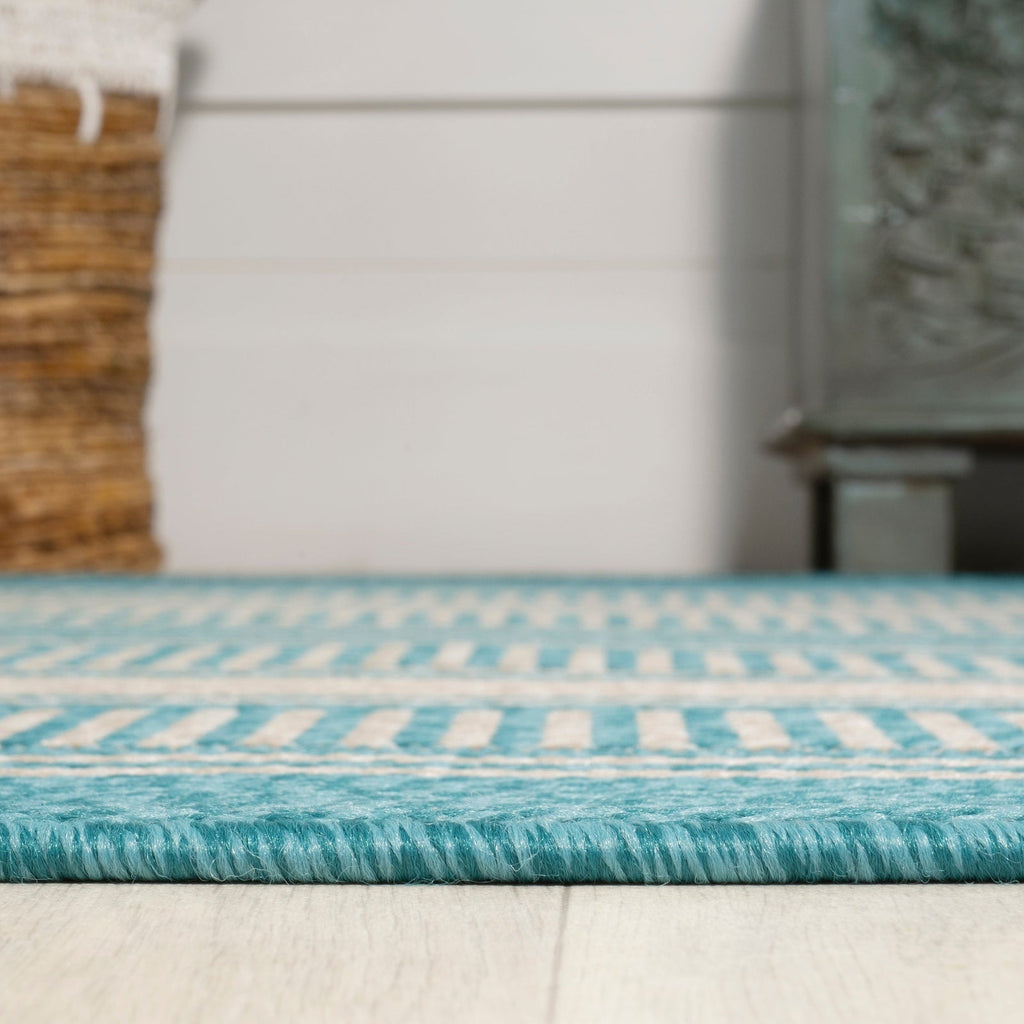 Haynes Modern Double Stripe Indoor/Outdoor Area Rug