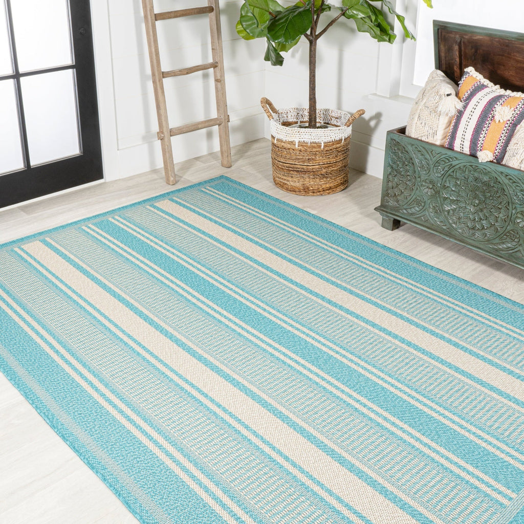 Haynes Modern Double Stripe Indoor/Outdoor Area Rug