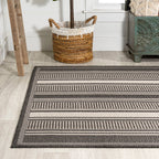 Haynes Modern Double Stripe Indoor/Outdoor Area Rug