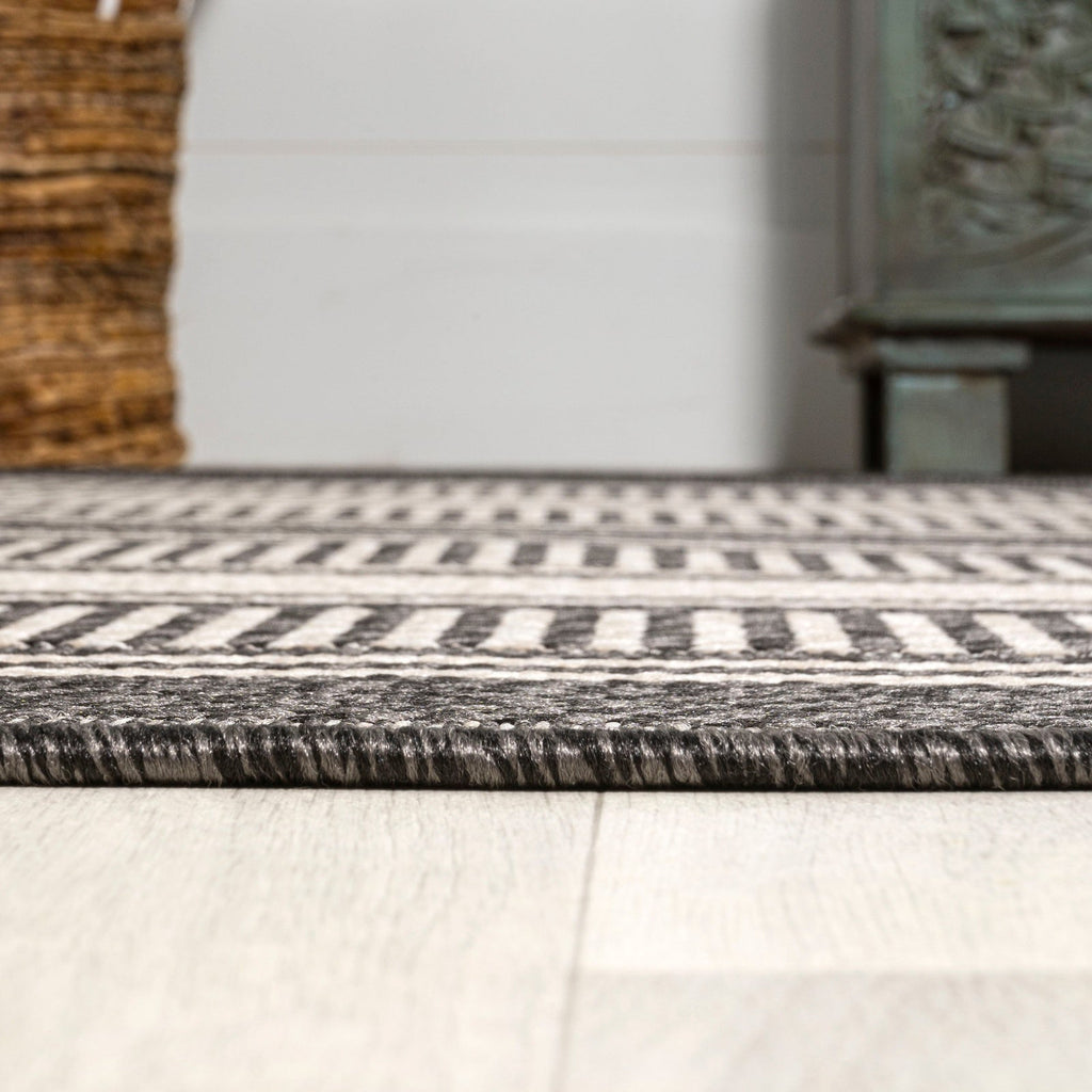 Haynes Modern Double Stripe Indoor/Outdoor Area Rug
