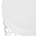 Symmetry White Outdoor Cylindrical End Table with Overlapping Circle Pattern