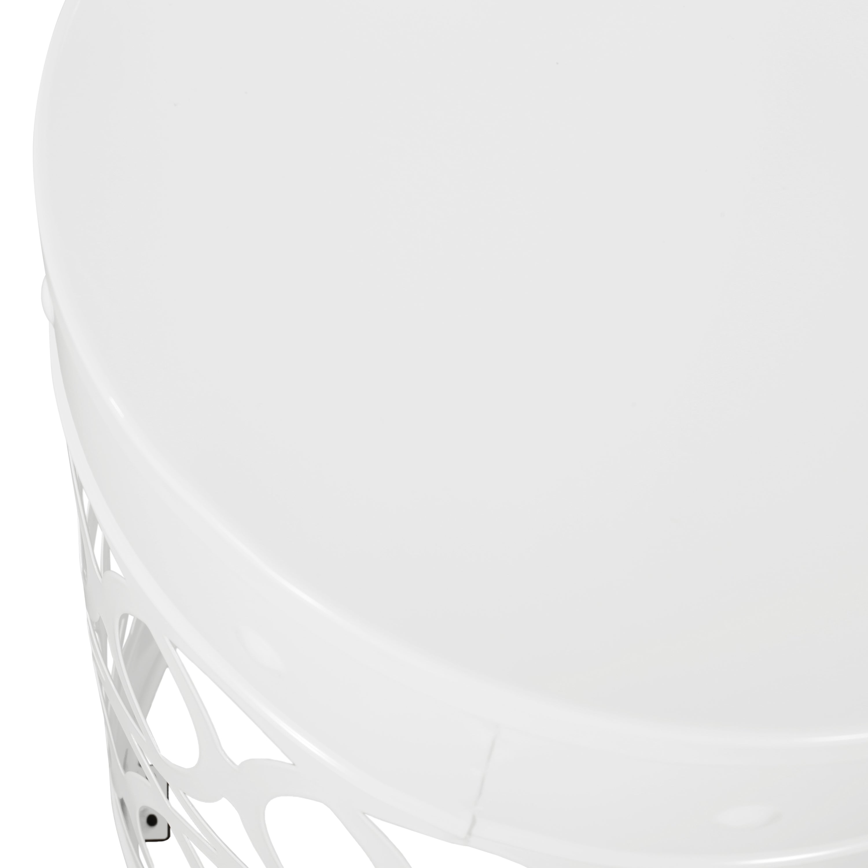 Symmetry White Outdoor Cylindrical End Table with Overlapping Circle Pattern