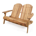 Outdoor Adirondack Loveseat with Hand Crafted Details, Natural