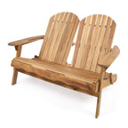 Outdoor Adirondack Loveseat with Hand Crafted Details, Natural