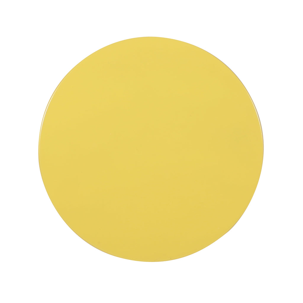 Symmetry Yellow Outdoor Cylindrical End Table with Overlapping Circle Pattern