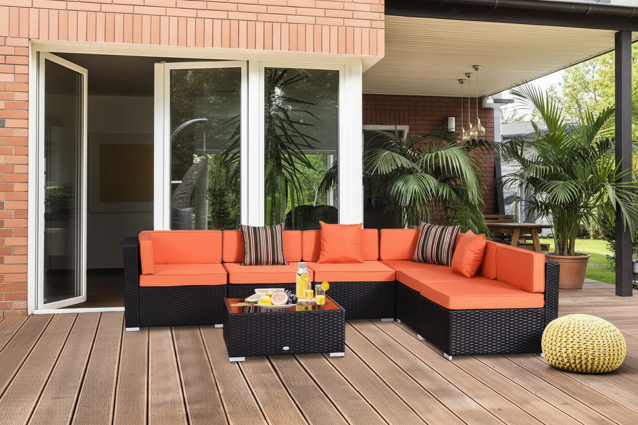 Outsunny 7 Piece Rattan Sofa Set Wicker Garden Outdoor Furniture