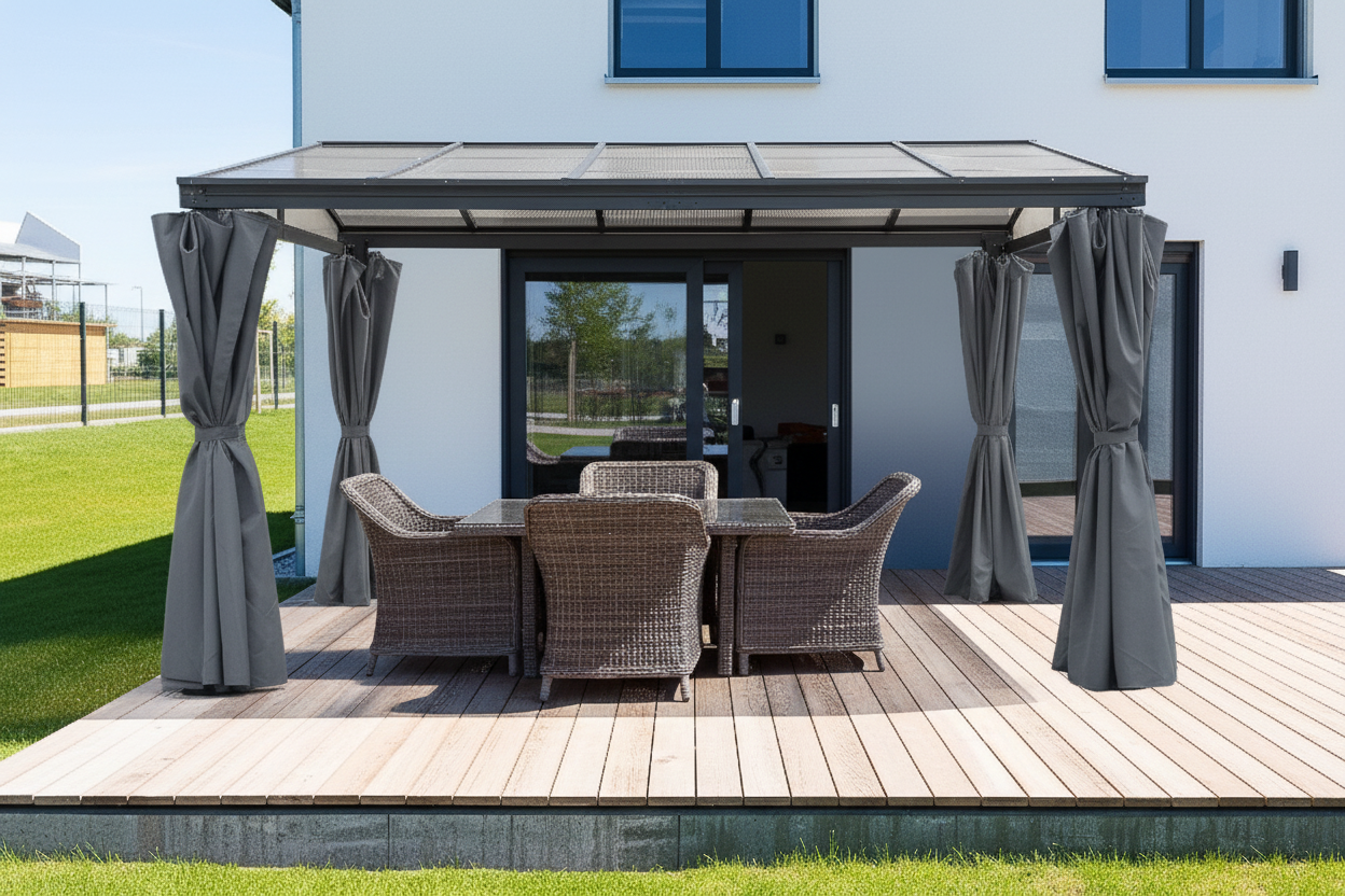 Outsunny 13' x 9.5' Outdoor Hardtop Pergola PC Roof Gazebo Party Tent