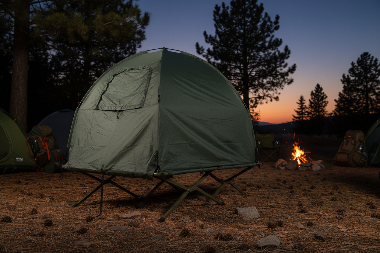 Outsunny Compact Portable Folding Outdoor Elevated Camping Cot Tent