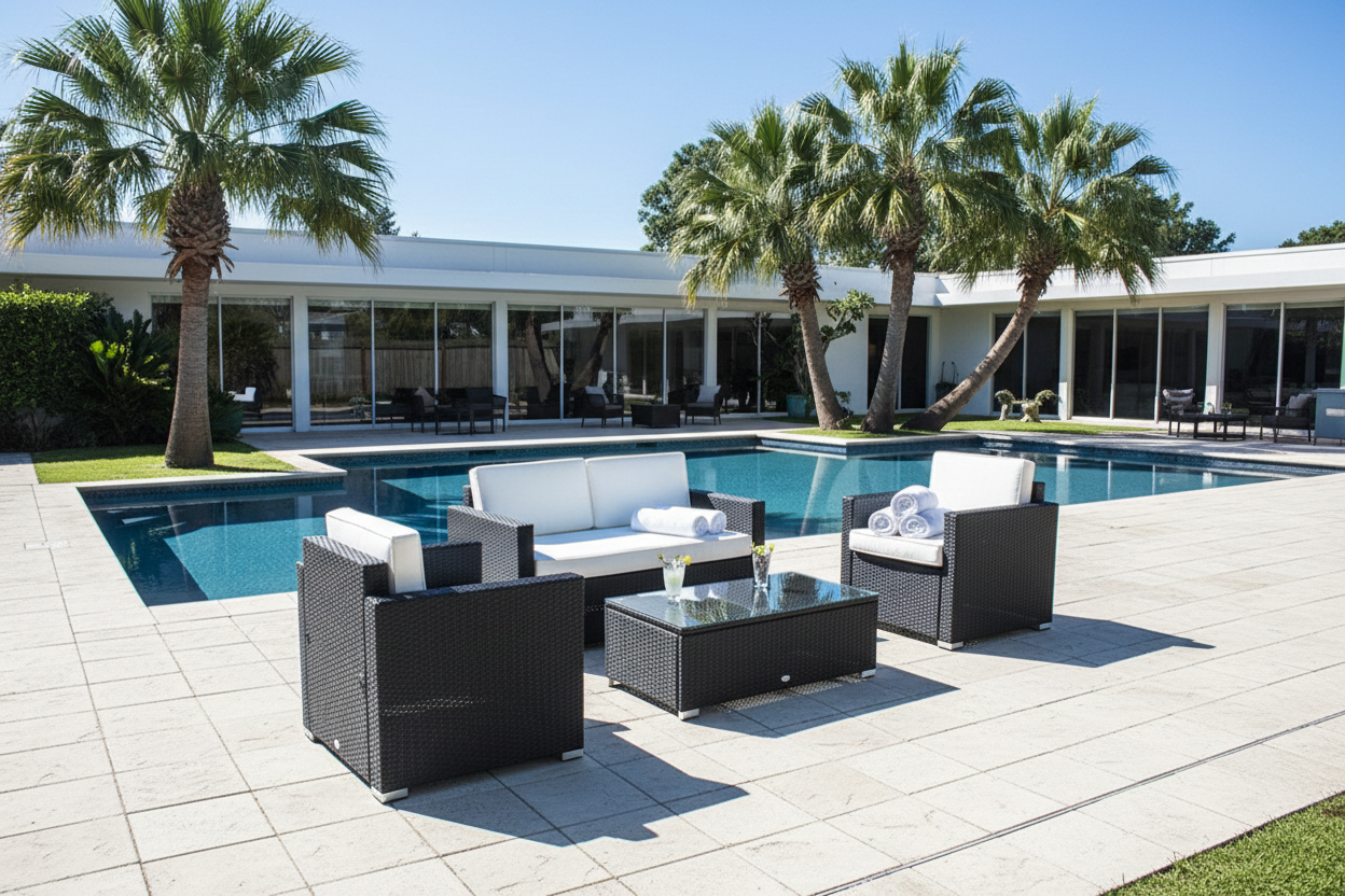 Outsunny Patio Sectional with Cushions 4pcs Outdoor Rattan Wicker Sofa