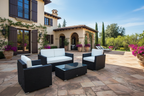 Outsunny Patio Sectional with Cushions 4pcs Outdoor Rattan Wicker Sofa