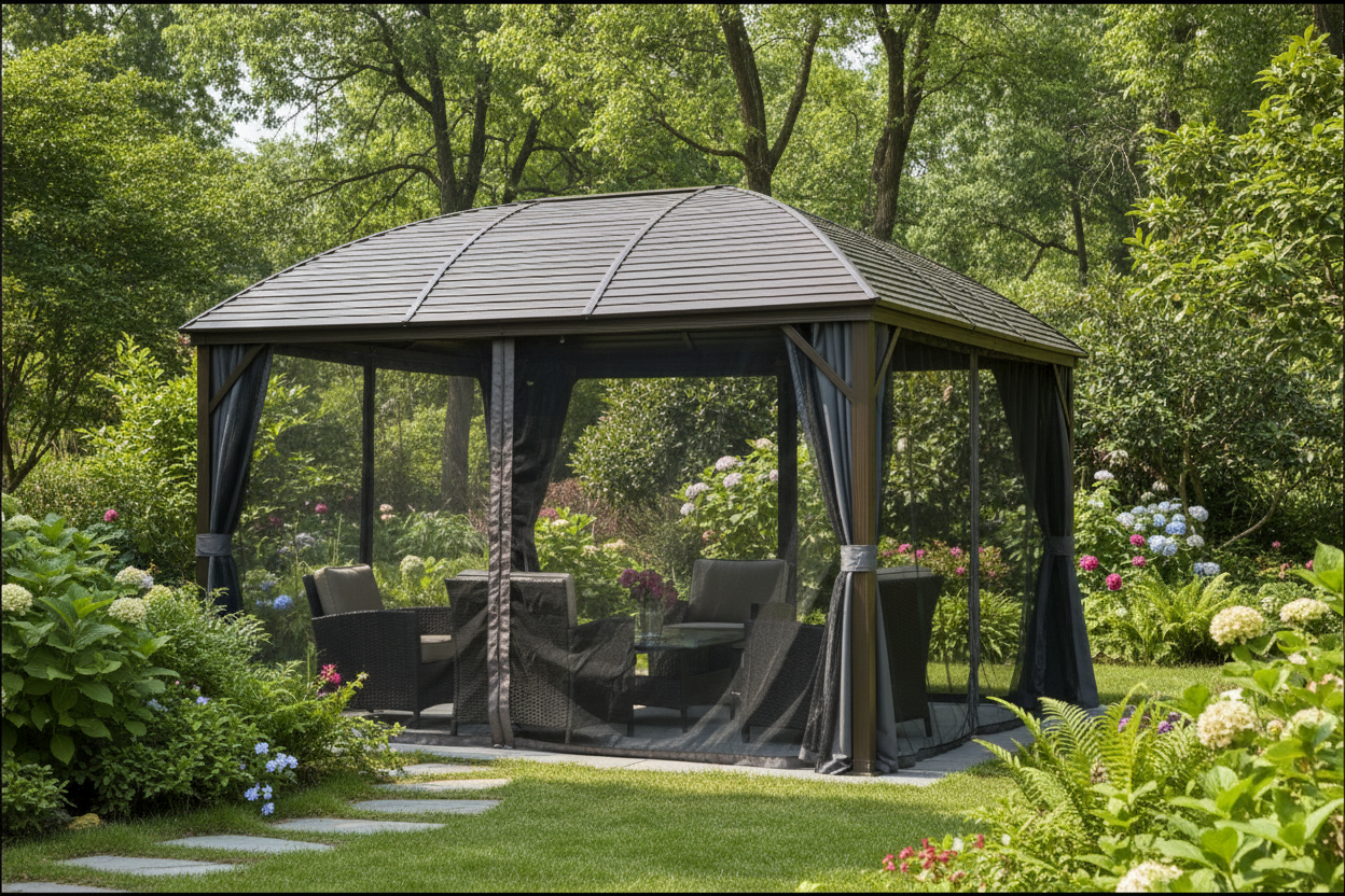 Outsunny 10' x 13' Aluminum Frame Hardtop Patio Gazebo Outdoor