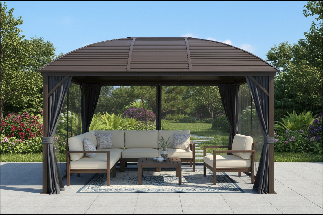 Outsunny 10' x 13' Aluminum Frame Hardtop Patio Gazebo Outdoor