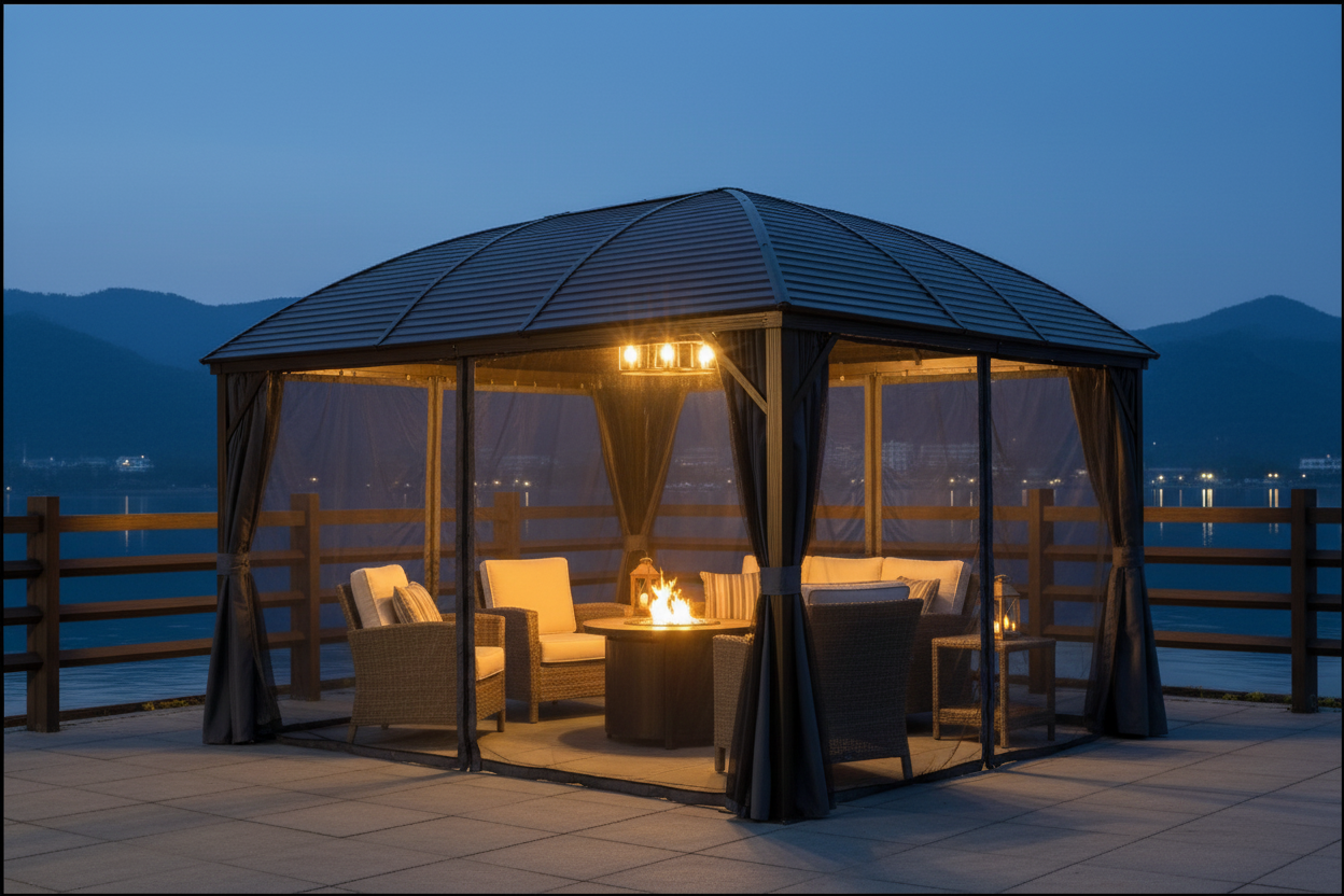 Outsunny 10' x 13' Aluminum Frame Hardtop Patio Gazebo Outdoor