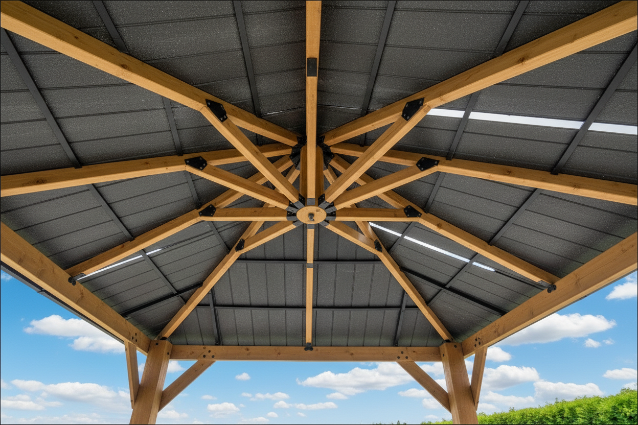Outsunny 13' x 11' Wooden Gazebo Canopy Outdoor Sun Shade Shelter w/