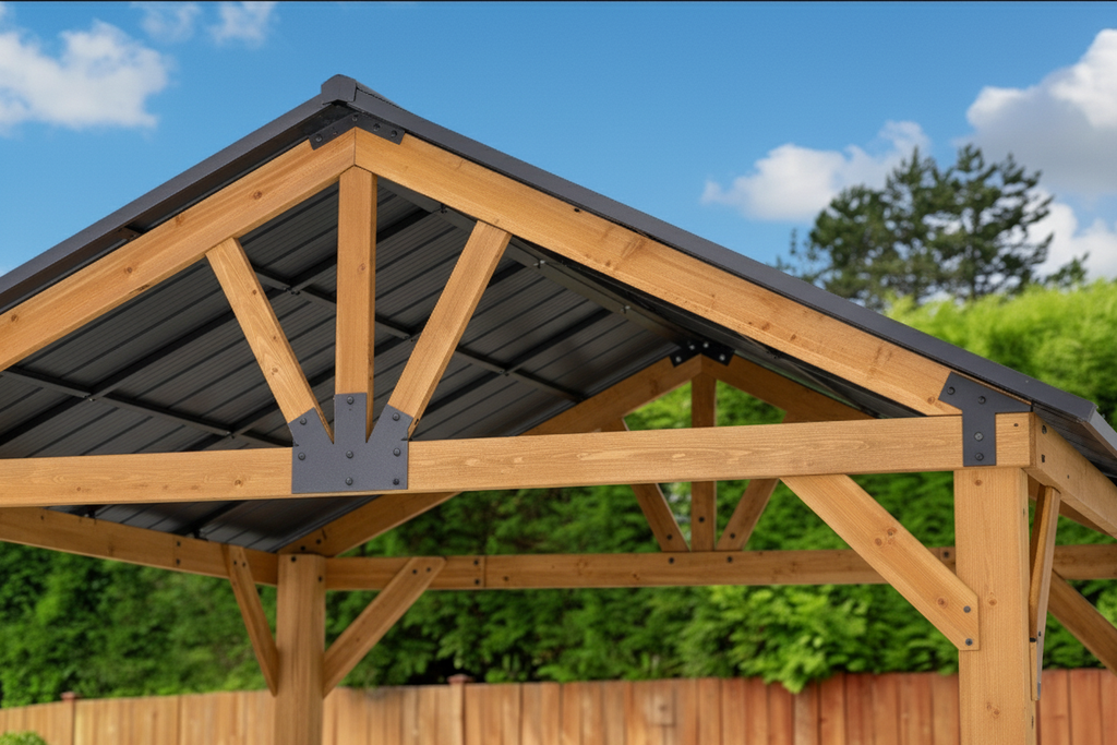 Outsunny 13' x 11' Wooden Gazebo Canopy Outdoor Sun Shade Shelter w/
