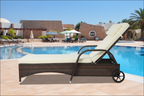 Outsunny Adjustable Wicker Sun Lounger Outdoor Recliner Chair Garden