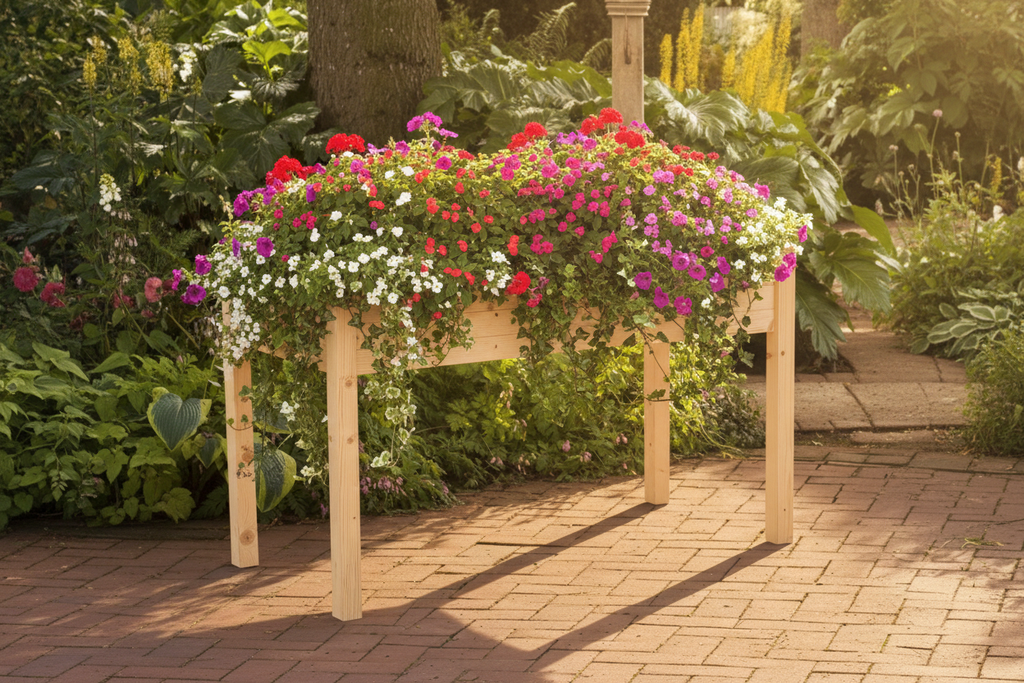 Outsunny Patio Elevated Garden Bed Plant Stand Natural