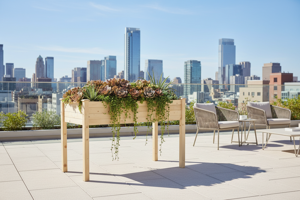 Outsunny Patio Elevated Garden Bed Plant Stand Natural