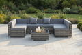 Outsunny 7 Pcs Garden Furniture Pe Rattan Wicker Sofa Sectional Grey