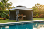Outsunny 10' x 13' Outdoor Soft Top Gazebo with Curtains  2-Tier Steel