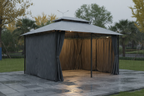 Outsunny 10' x 13' Outdoor Soft Top Gazebo with Curtains  2-Tier Steel