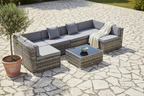 Outsunny 7 Pcs Garden Furniture Pe Rattan Wicker Sofa Sectional Grey
