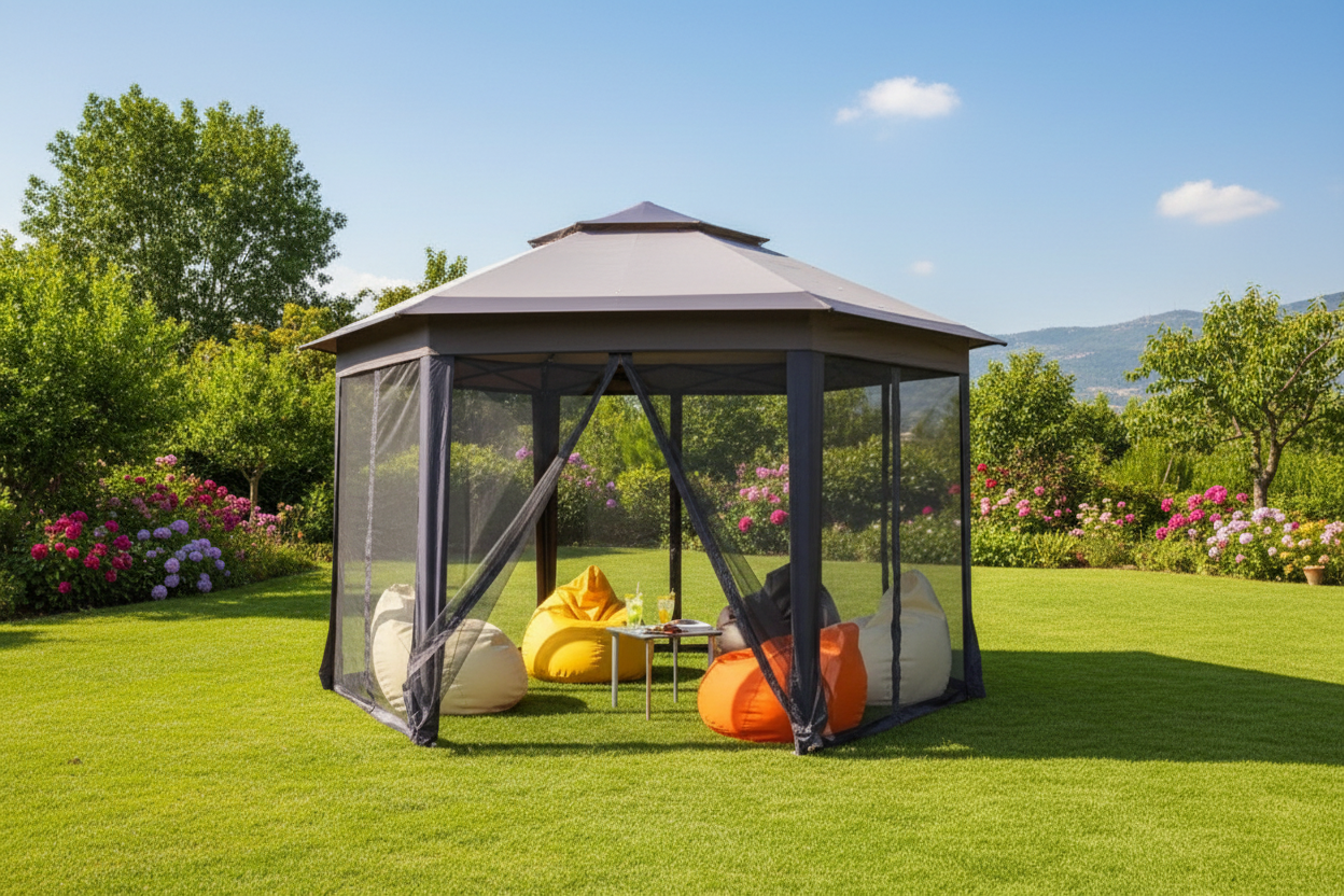 Outsunny Double Roof Hexagon Patio Gazebo Outdoor Instant Shelter