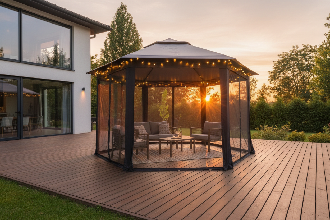 Outsunny Double Roof Hexagon Patio Gazebo Outdoor Instant Shelter