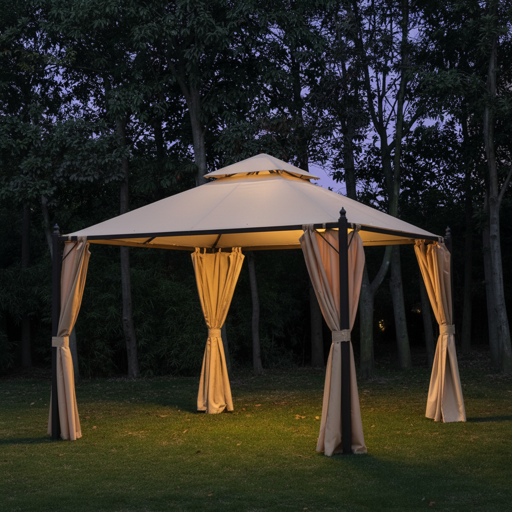 Outsunny 10x10ft Gazebo Canopy Double-tire Garden Shelter Outdoor Sun