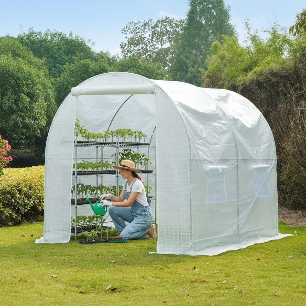 Outsunny 8.2x6.6x6.6ft Walk-in Tunnel Greenhouse Garden Warm House