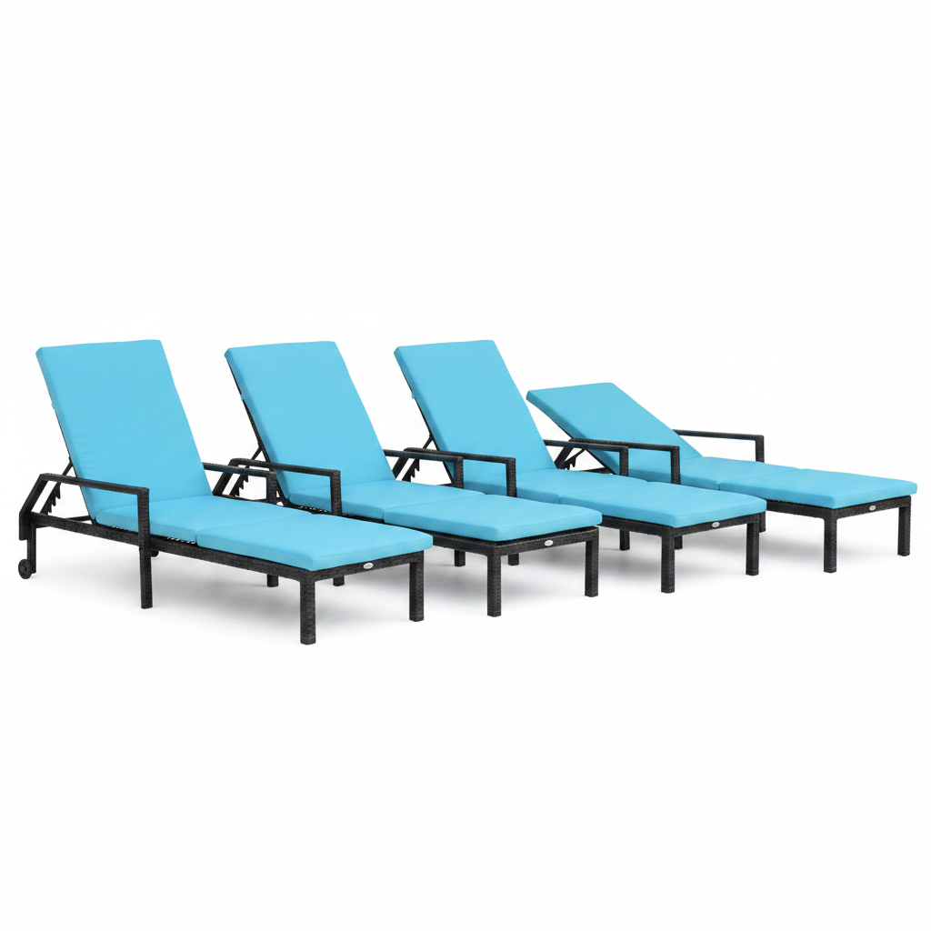 Outsunny Outdoor PE Rattan Wicker Sun Chaise Lounger Recliner Garden