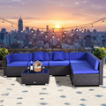 Outsunny 7pc Rattan Furniture Set w/ Side Table Lounge Sofa Cushion